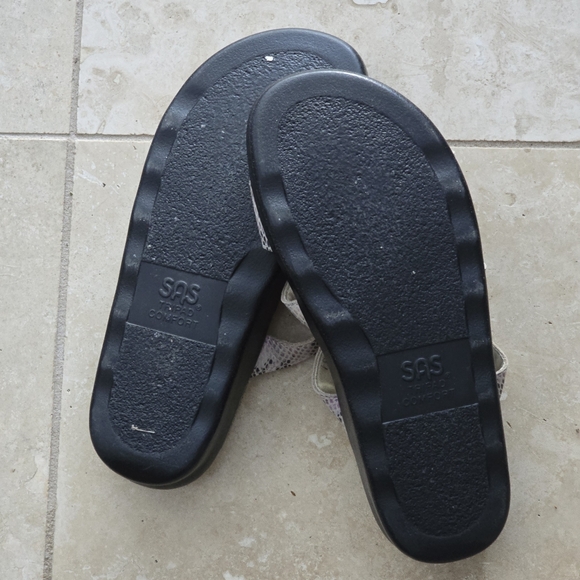 SAS Iskia Pink Snake Print Leather Slide Sandals Slip On 3 Strap SZ 8M US - Picture 7 of 7